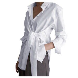 Zac and Rachel Tie Front White Button Down Blouse